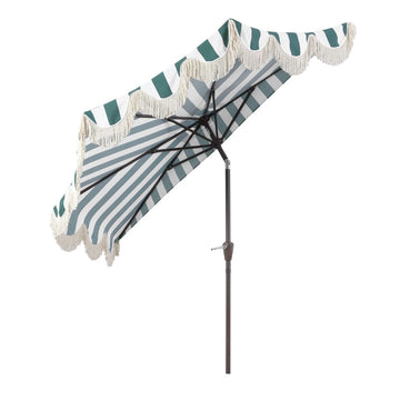 Beverly 9 ft. Designer Classic Scalloped Fringe Half Market Patio Umbrella